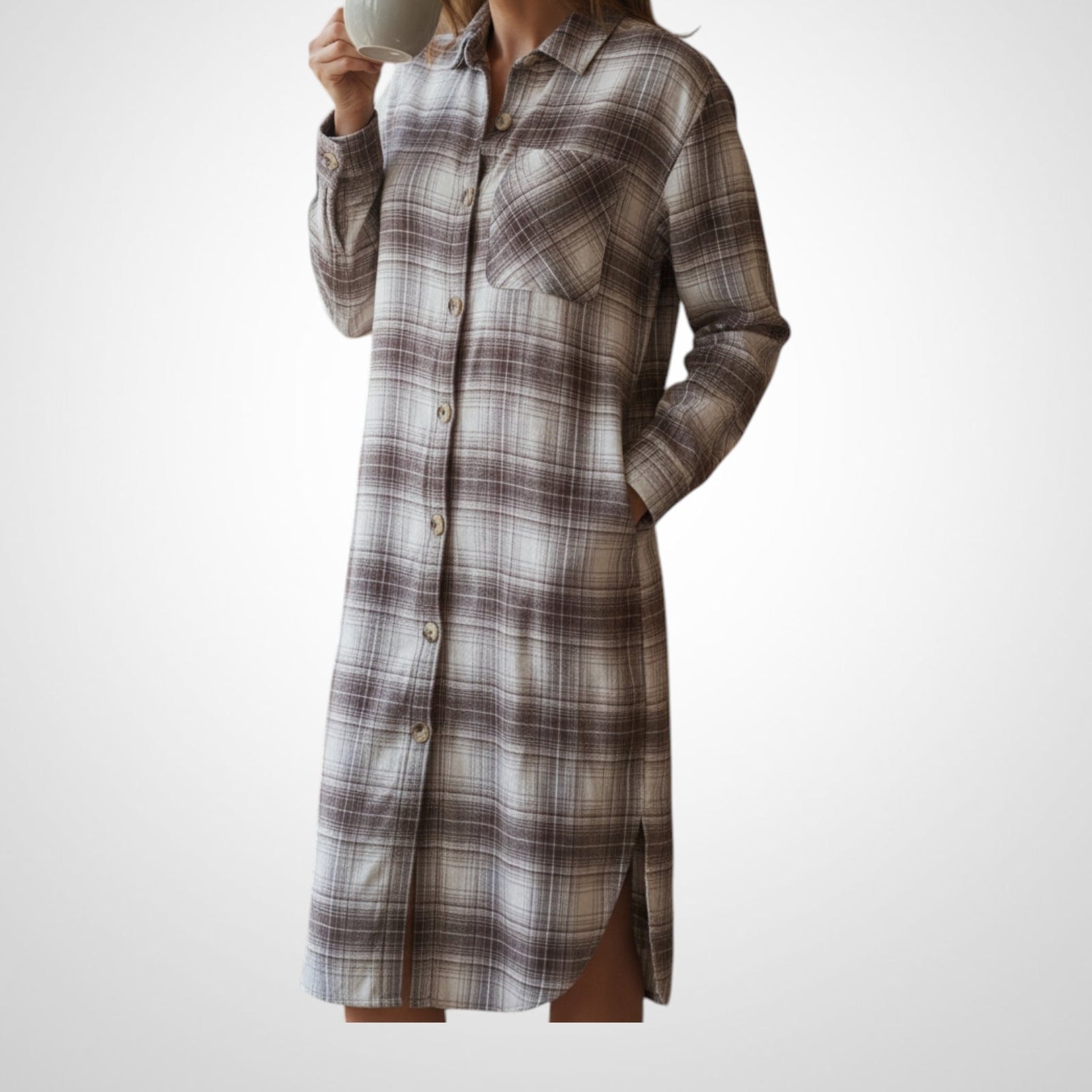 Chemise de nuit Primark Taille 38 à carreaux marron et blanc