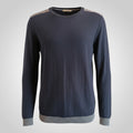 Pull Jules Taille L bleu marine détails gris 100% coton