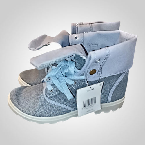 Chaussures montantes Tissaia 40 gris bleu lacets semelles épaisses