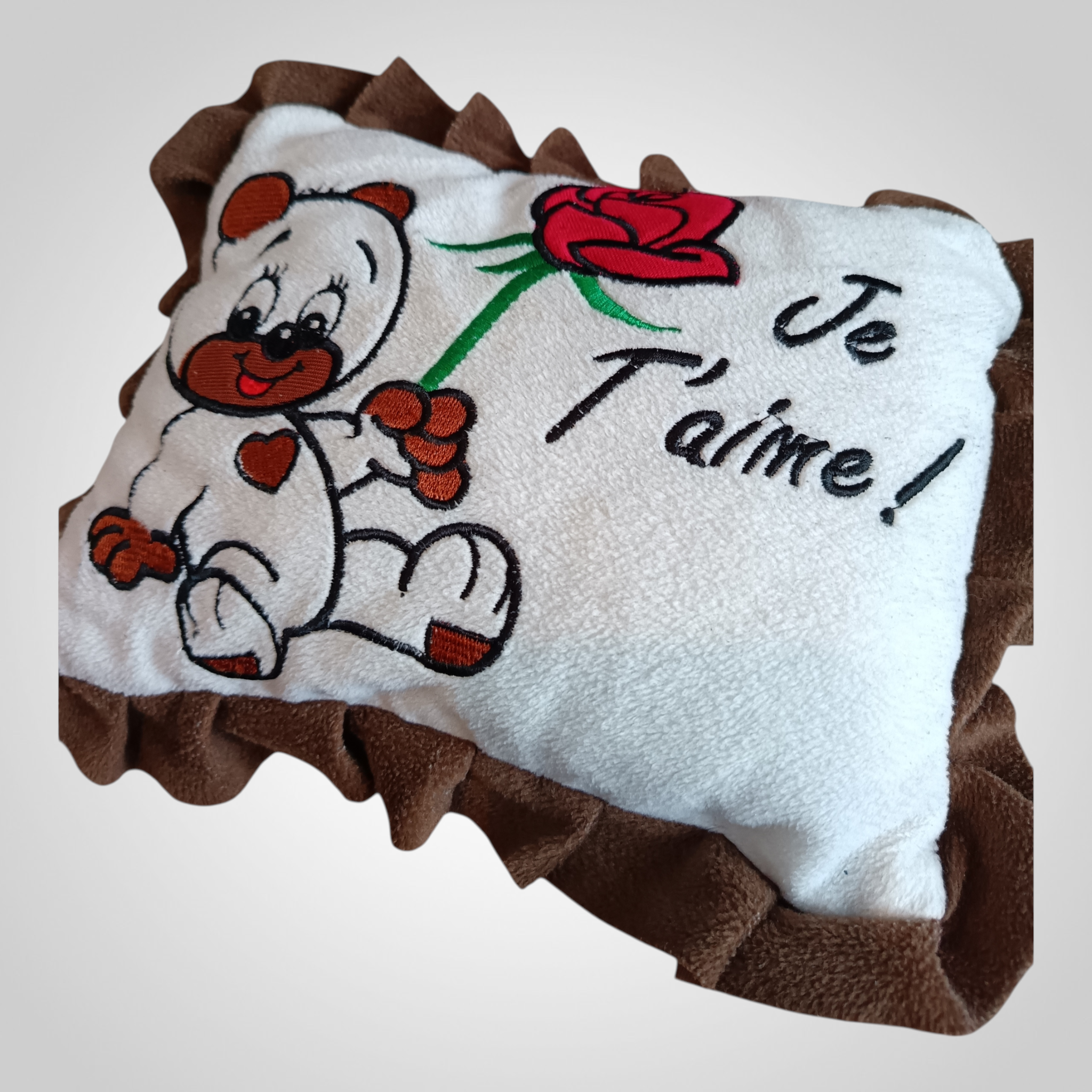 Petit coussin décoratif ourson rose rouge chambre enfant déco douce romantique 25x18 cm