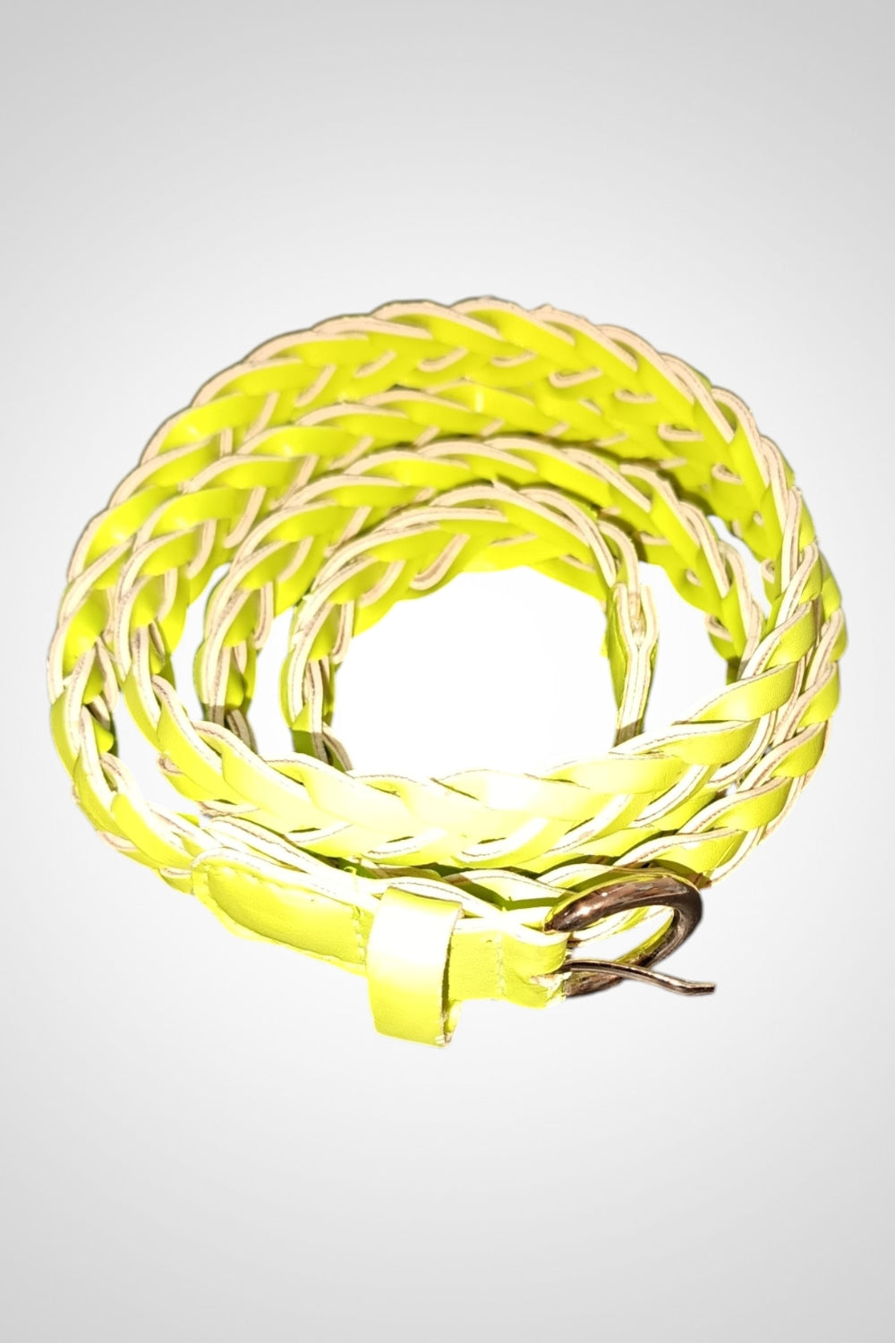 Ceinture tressée vert fluo originale taille adulte 115 cm facile assortir