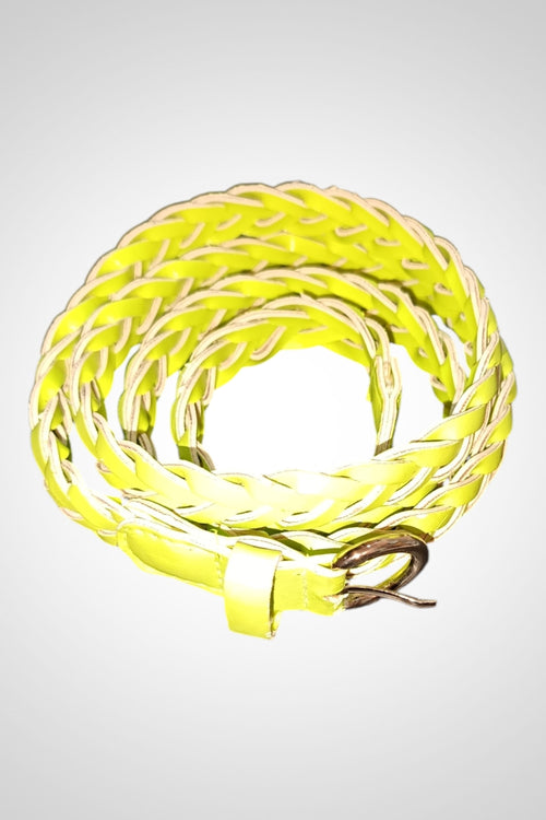 Ceinture tressée vert fluo originale taille adulte 115 cm facile assortir