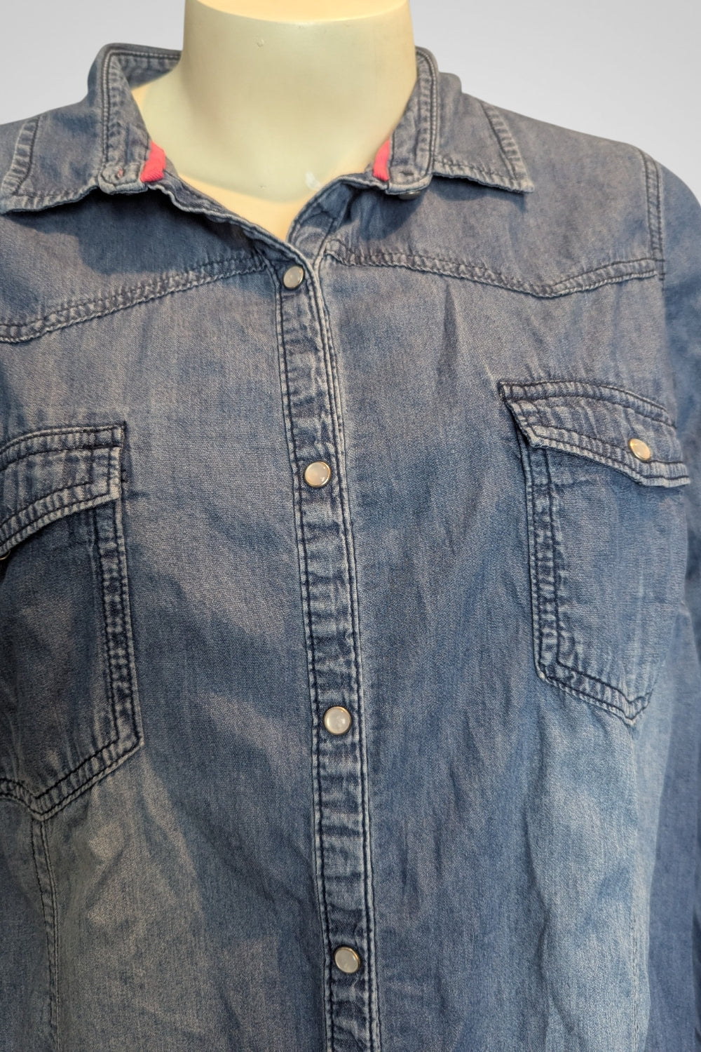 Chemise jean Ikebana bleu denim légère 100% coton taille 48