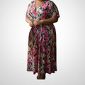 Robe MS Mode Taille L Portefeuille Rose Imprimé Fluide