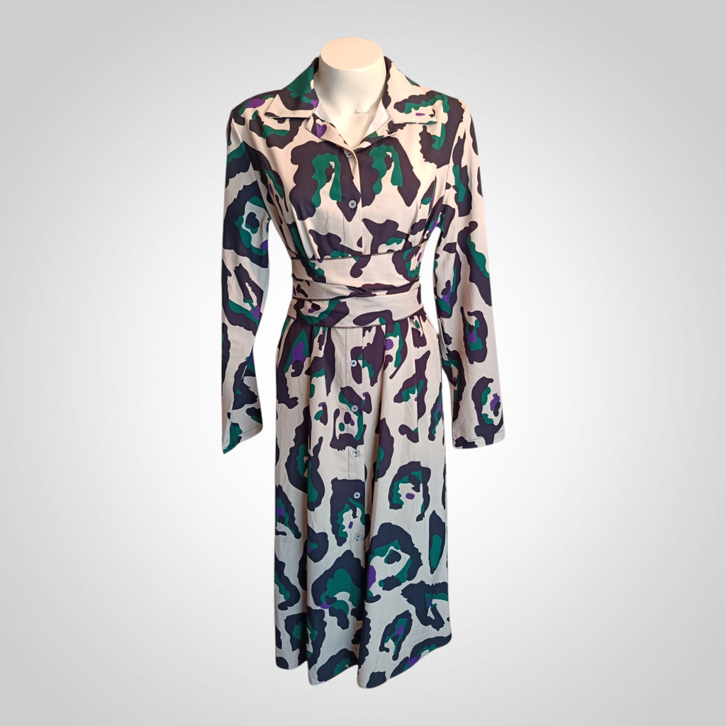 Robe Chemise Shein Taille L Ceinturée Imprimée Fluide