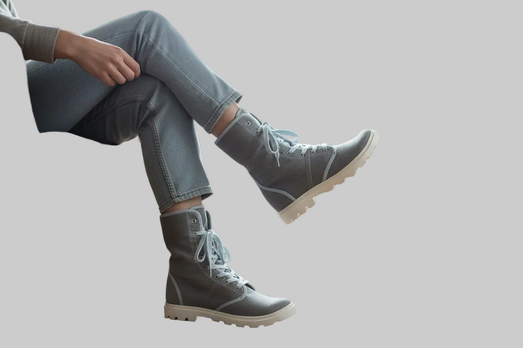 Chaussures montantes femme Tissaia gris bleu lacets semelles épaisses pointure 40