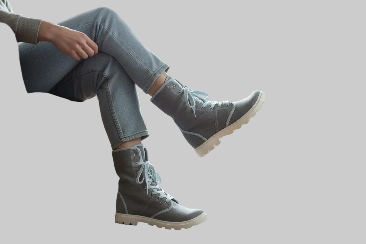 Chaussures montantes femme Tissaia gris bleu lacets semelles épaisses pointure 40