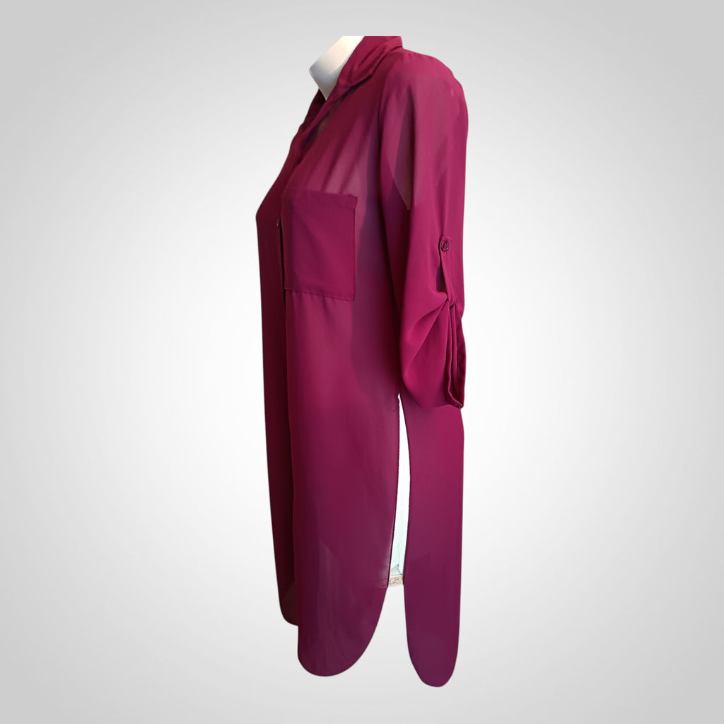 Tunique Chemise Taille Unique Bordeaux Fluide Chic