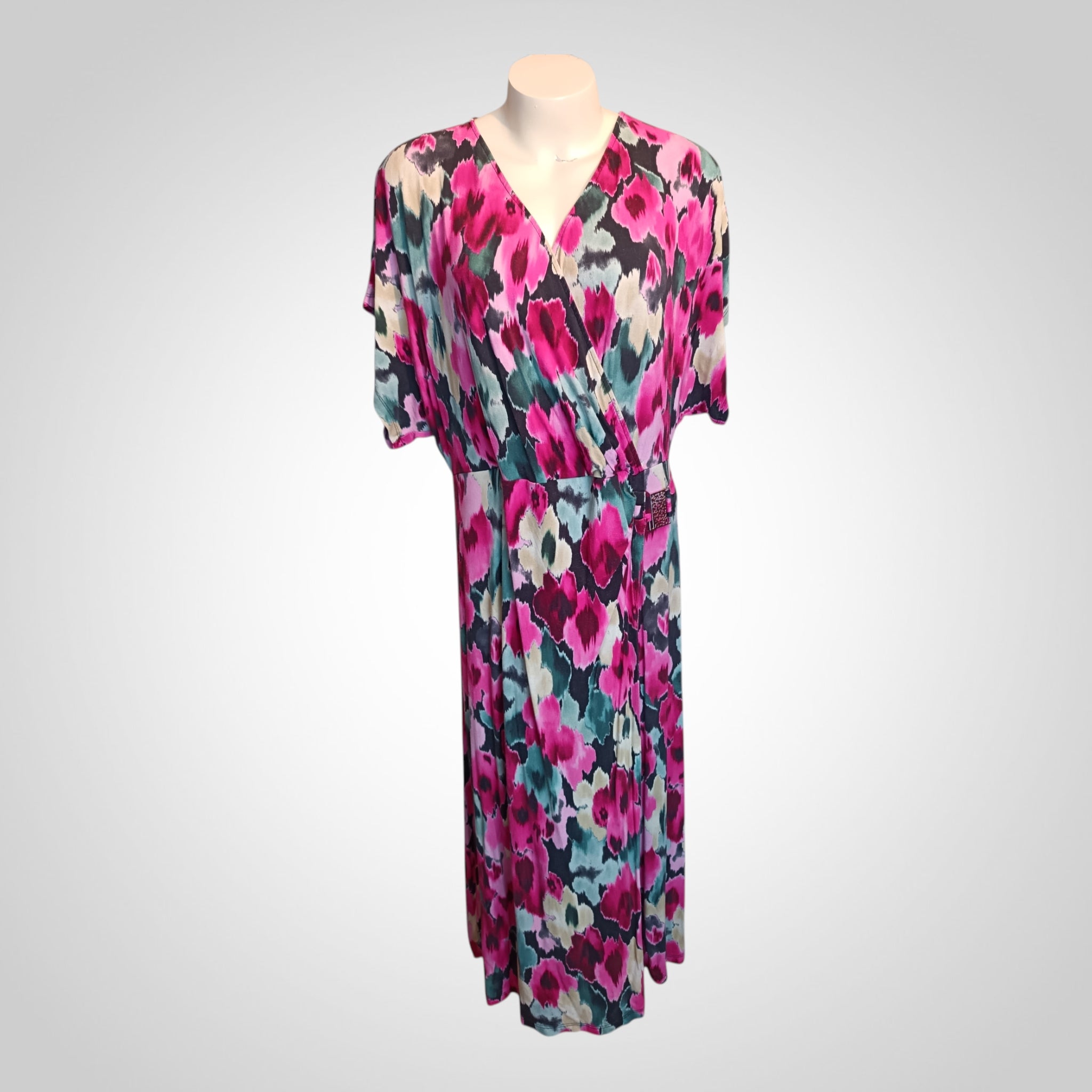 Robe MS Mode Taille L Portefeuille Rose Imprimé Fluide