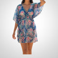 Robe de plage Jennyfer Taille M Bleu/Rose Imprimée Dos Nu