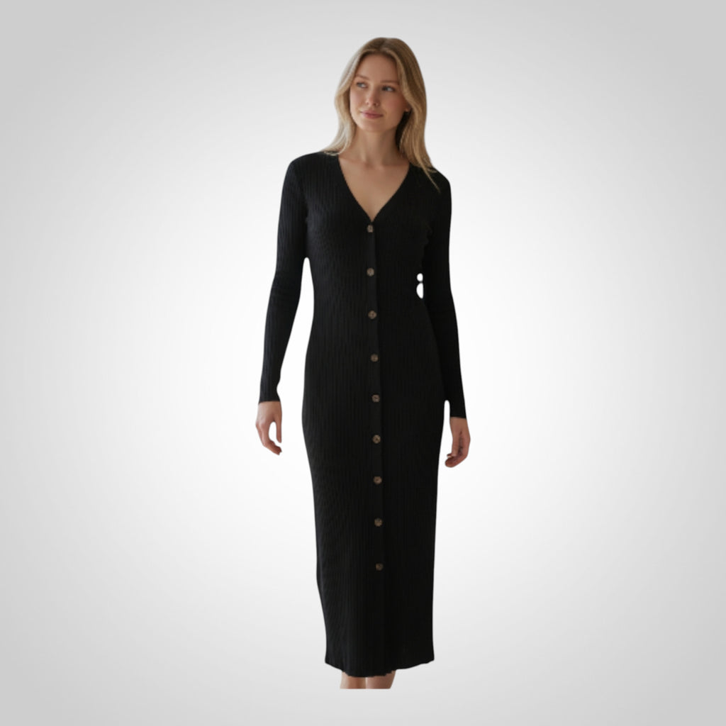 Robe pull femme Kiabi noire longue moulante taille M
