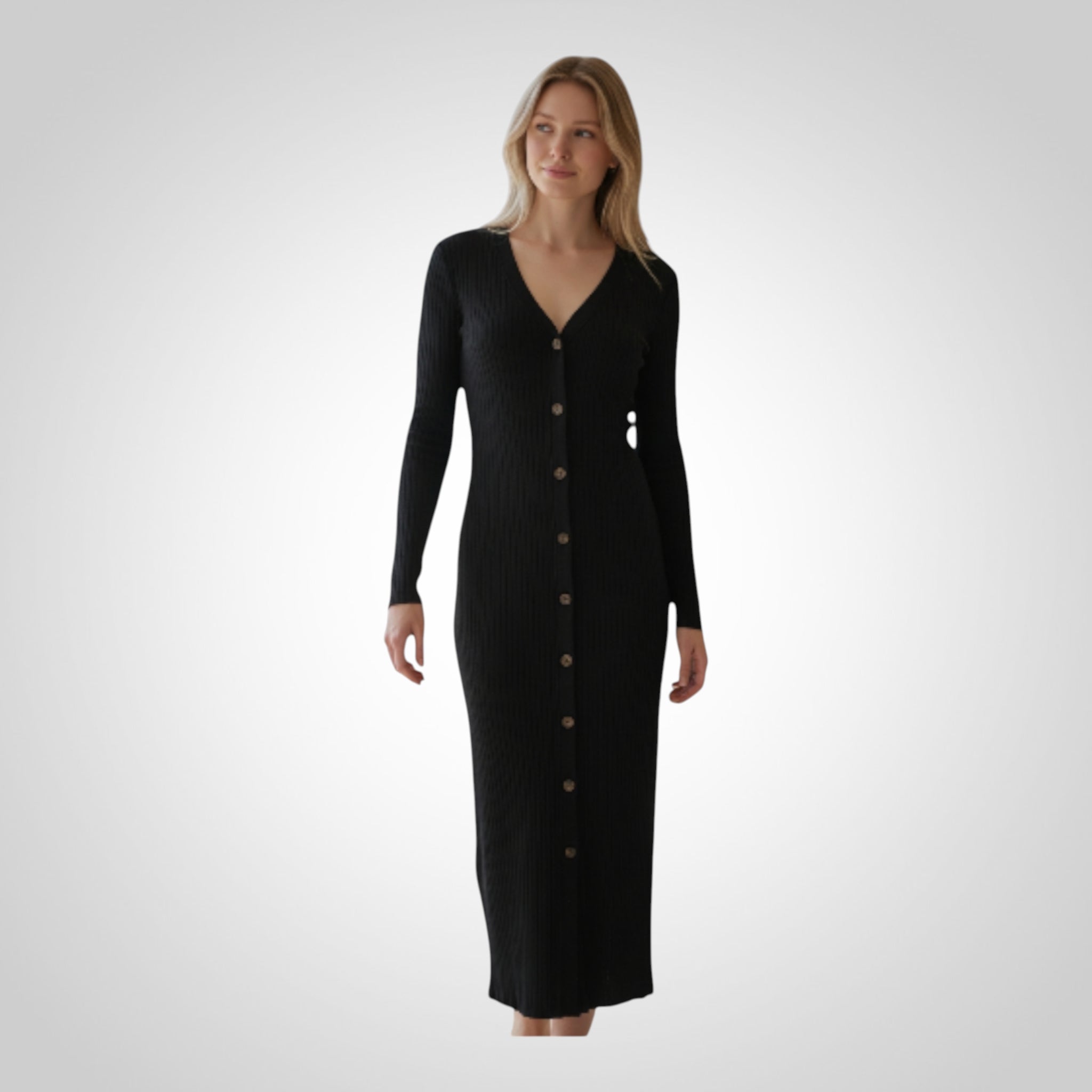 Robe pull femme Kiabi noire longue moulante taille M