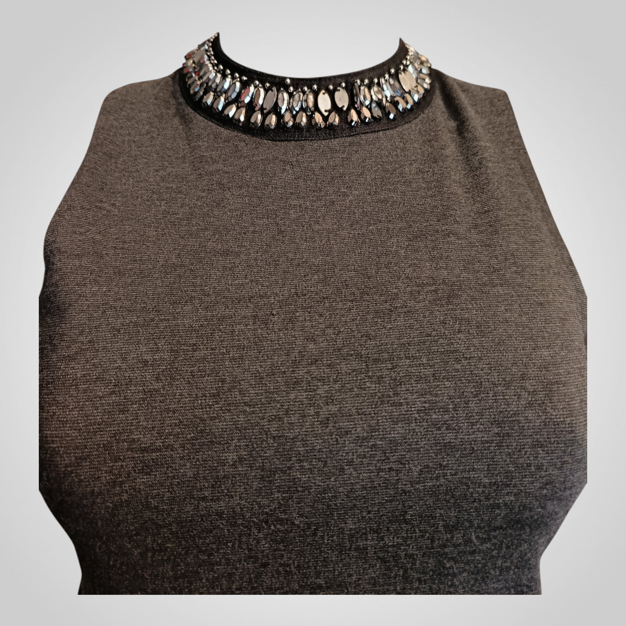 Robe Jennyfer Taille L Grise Fermeture Dos Pierres Chic