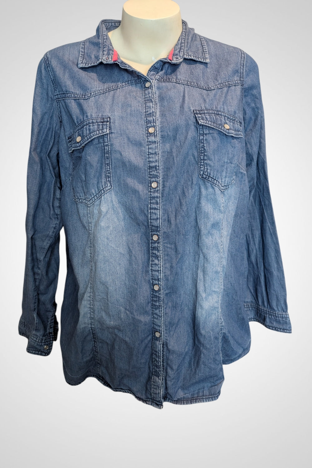 Chemise jean Ikebana bleu denim légère 100% coton taille 48