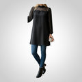 Robe Taille Unique Noire Manches Transparentes Noeud Dos Chic