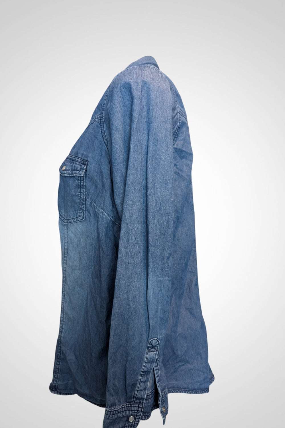 Chemise jean Ikebana bleu denim légère 100% coton taille 48