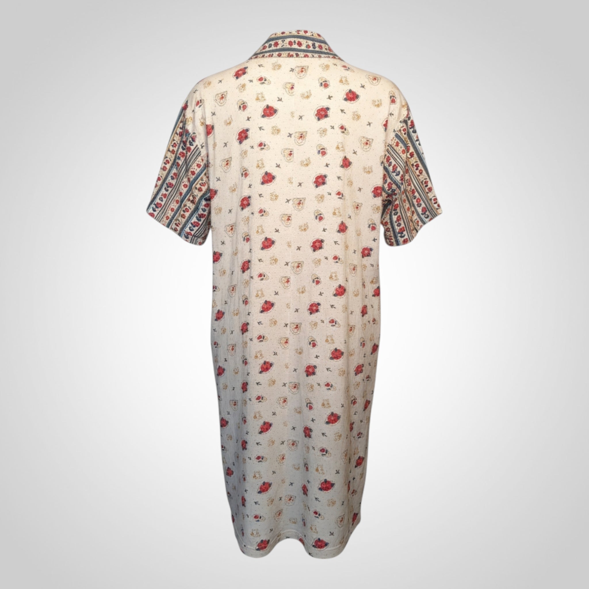 Chemise de Nuit Taille Non Indiquée Courte Blanche Florale Vintage