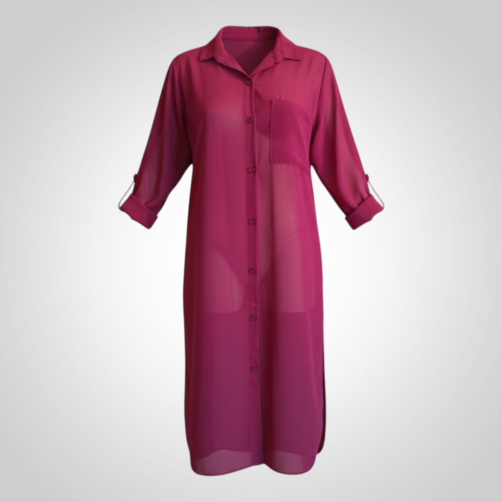 Tunique Chemise Taille Unique Bordeaux Fluide Chic