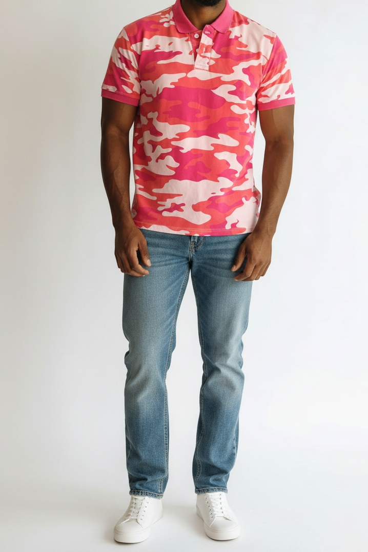 Polo Celio Taille M Orange Camouflage 100% Coton