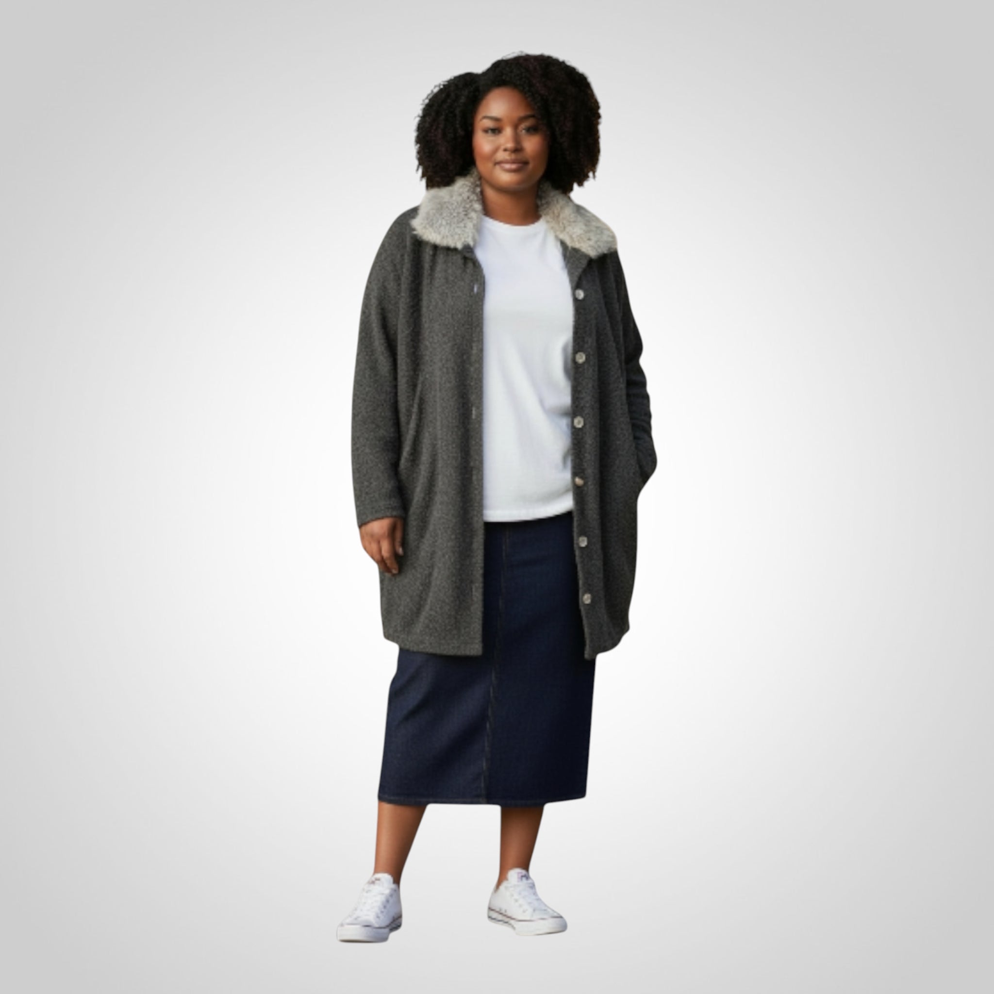 Gilet femme Roky Styl mi-long chaud en acrylique taille 4