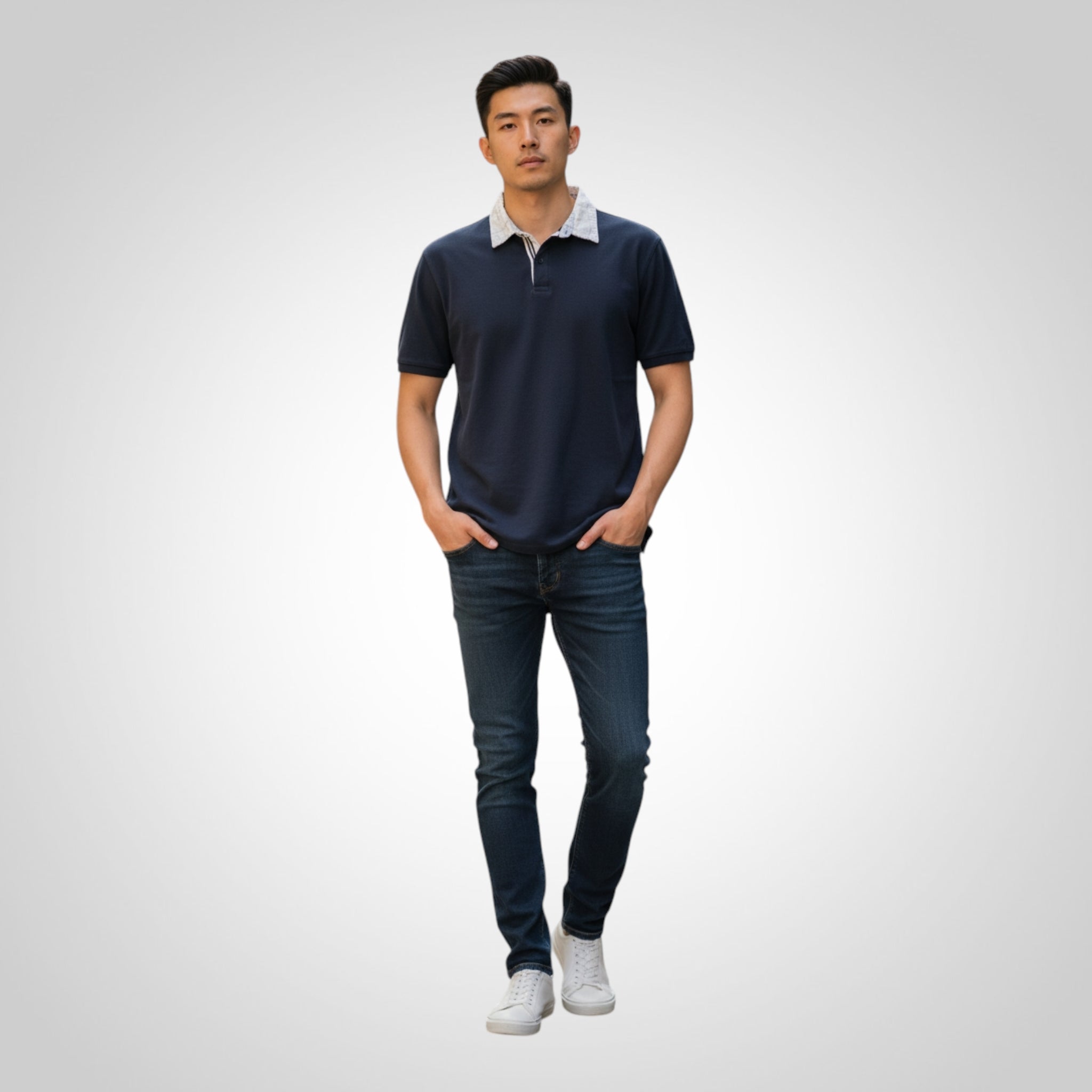 Polo Kiabi Taille M Slim Fit Bleu Marine Manches Courtes