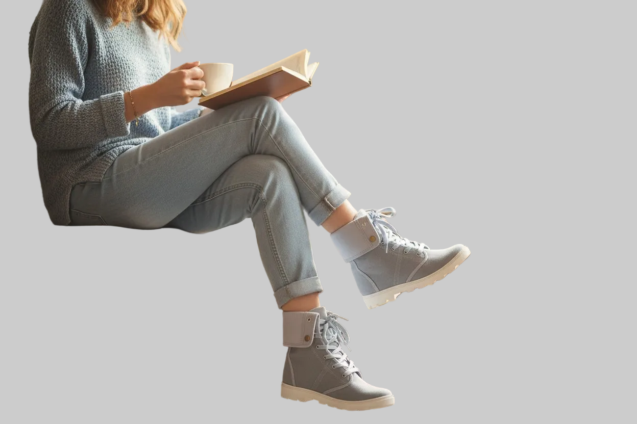 Chaussures montantes femme Tissaia gris bleu lacets semelles épaisses pointure 40
