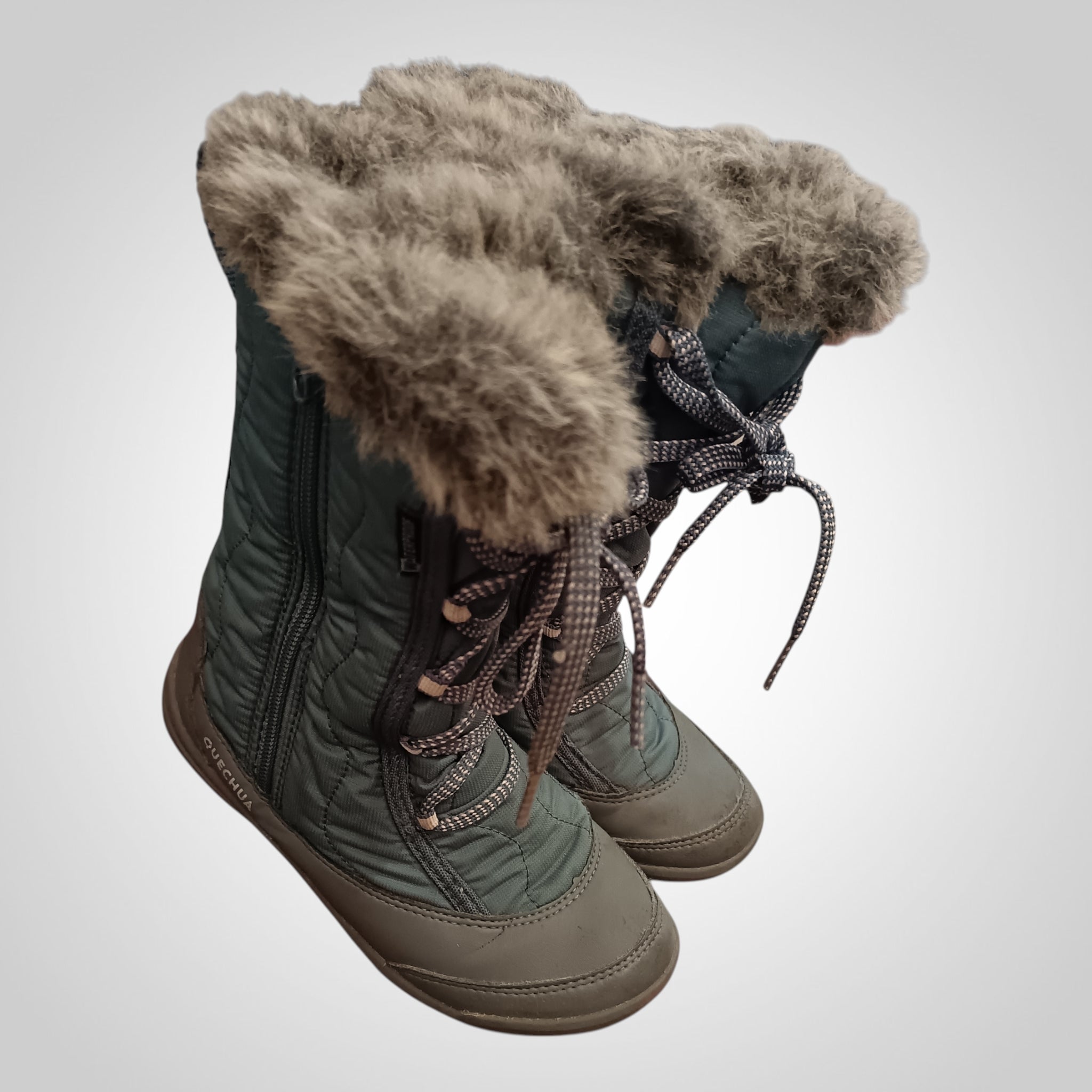 Bottes fourrées Quechua pointure 32 bleu gris après ski neige mixte