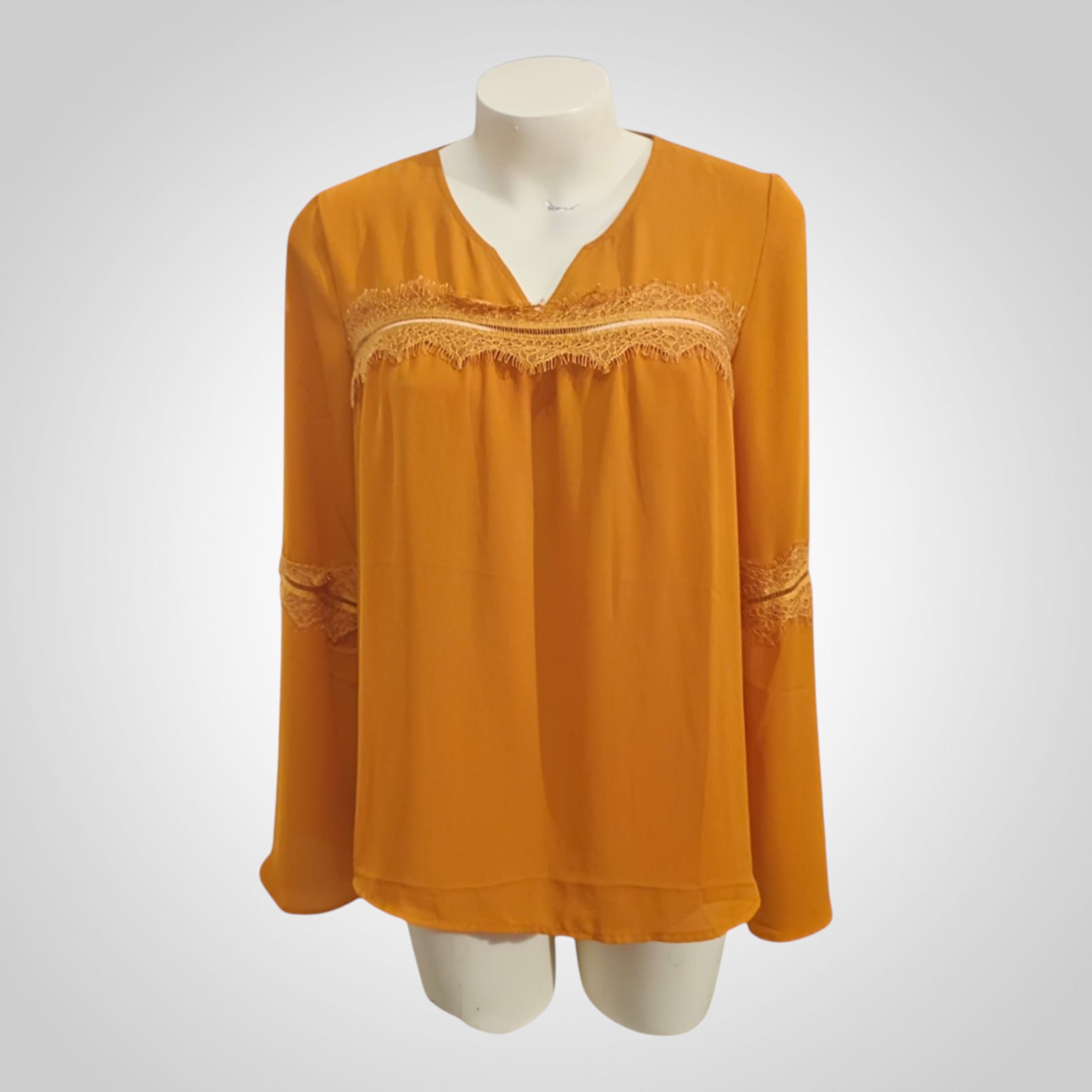 Blouse femme Camaïeu jaune safran fluide avec manches larges taille L
