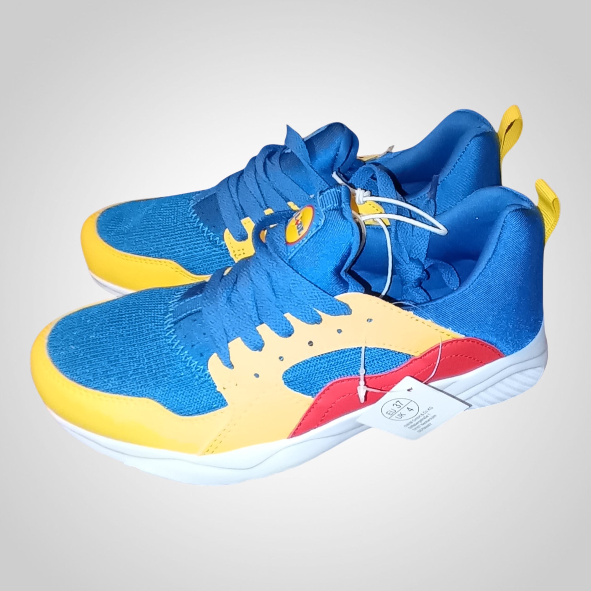 Sneakers Lidl Esmara Pointure 37 bleu jaune rouge lacets collection limitée