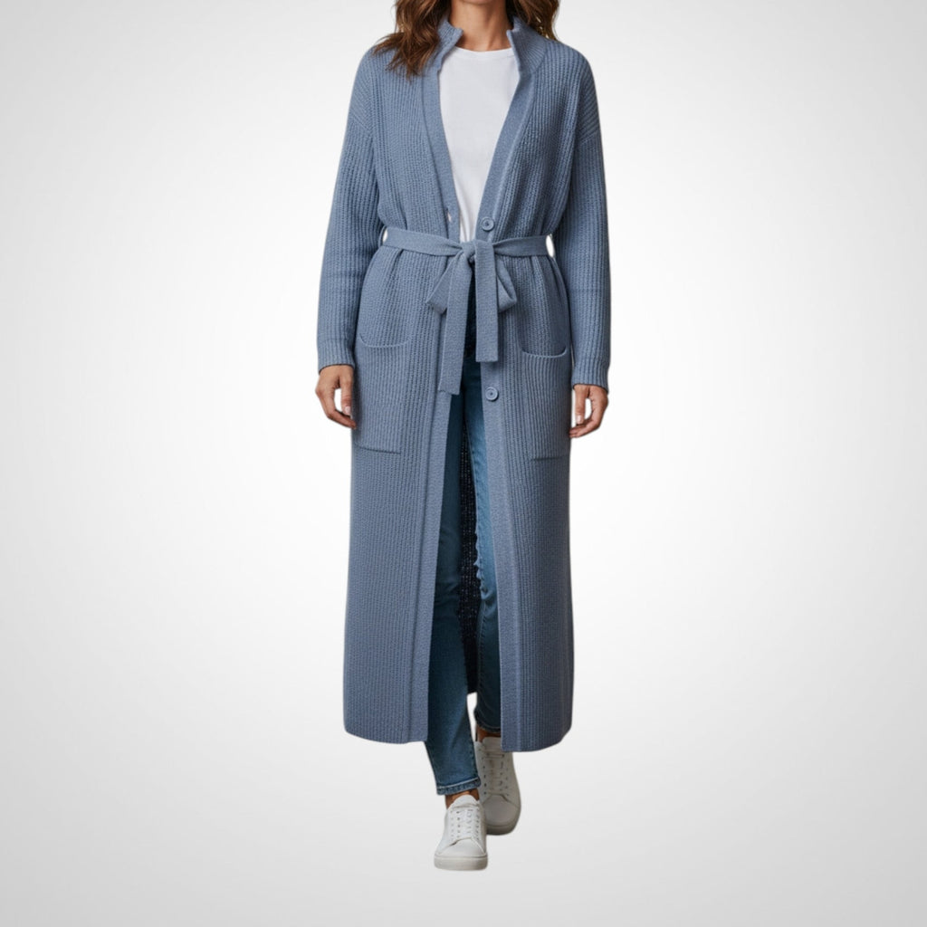 Gilet Long Bleu Clair Taille Non Indiquée Alpaga Femme Oversize