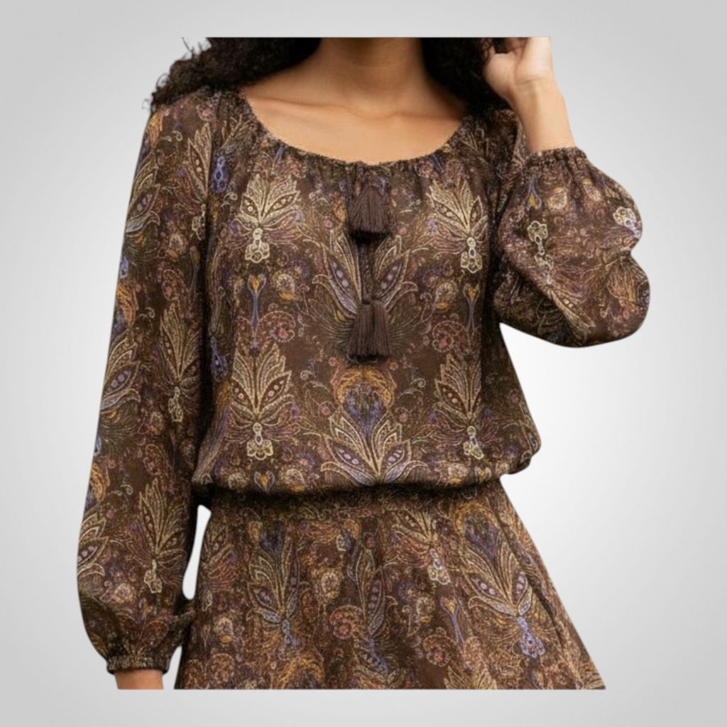 Blouse Mosquitos Taille 40 Marron Imprimé Bohème