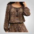 Blouse Mosquitos Taille 40 Marron Imprimé Bohème