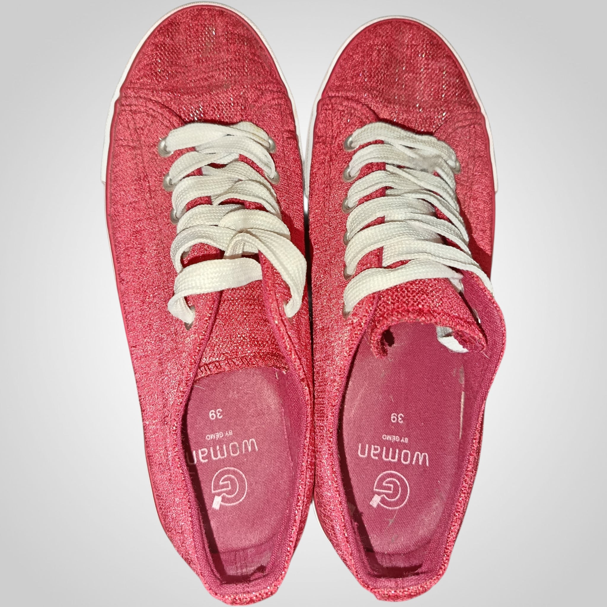 Chaussures Gémo Pointure 39 bordeaux reflets argentés lacets femme