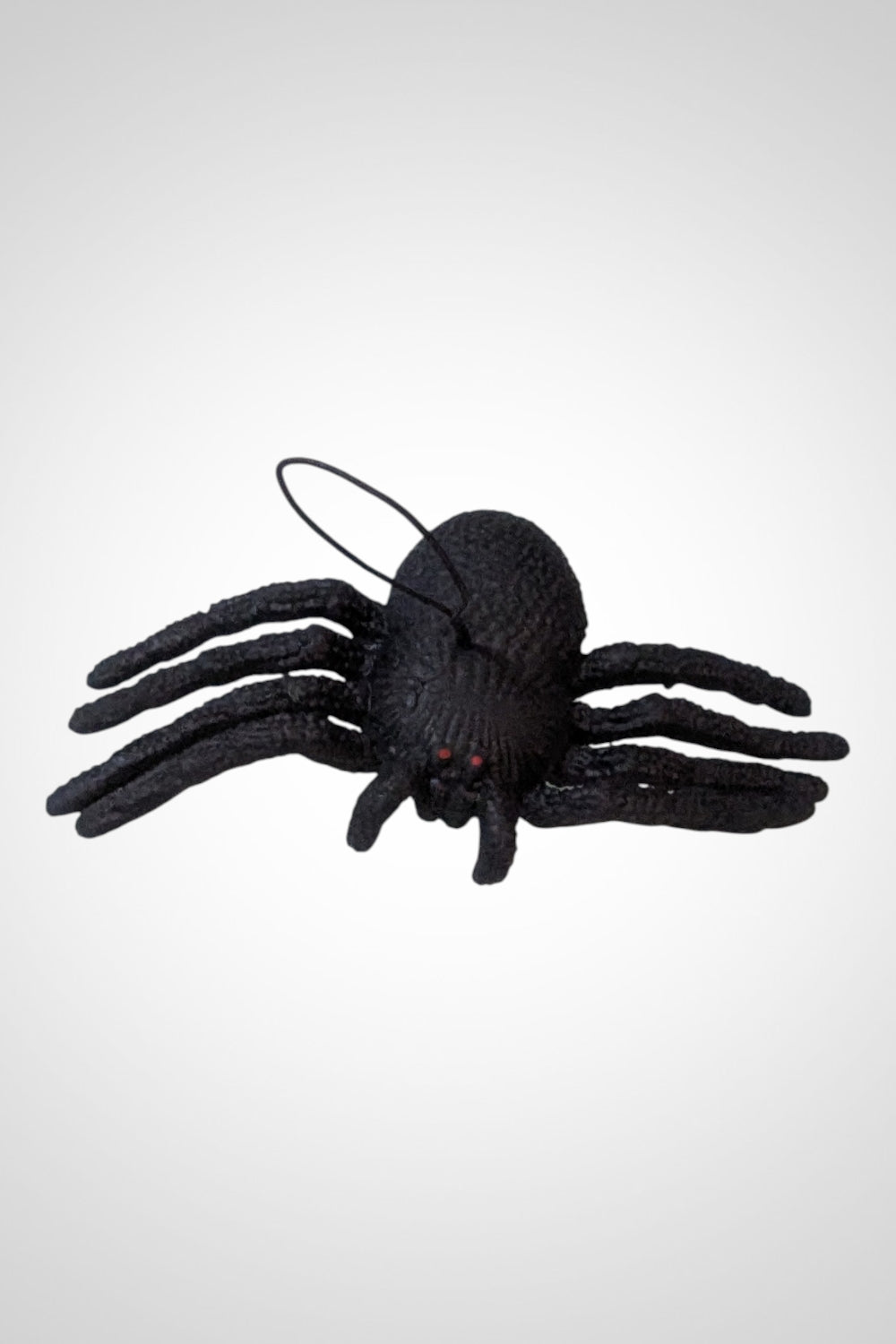 Araignée noire plastique élastique yeux rouges décoration