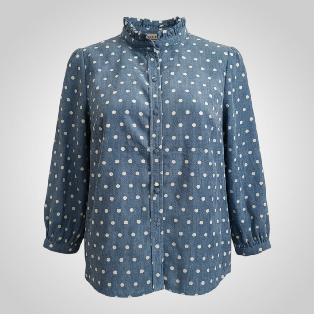 Chemise Simplee S Bleue à Pois Blancs Chic