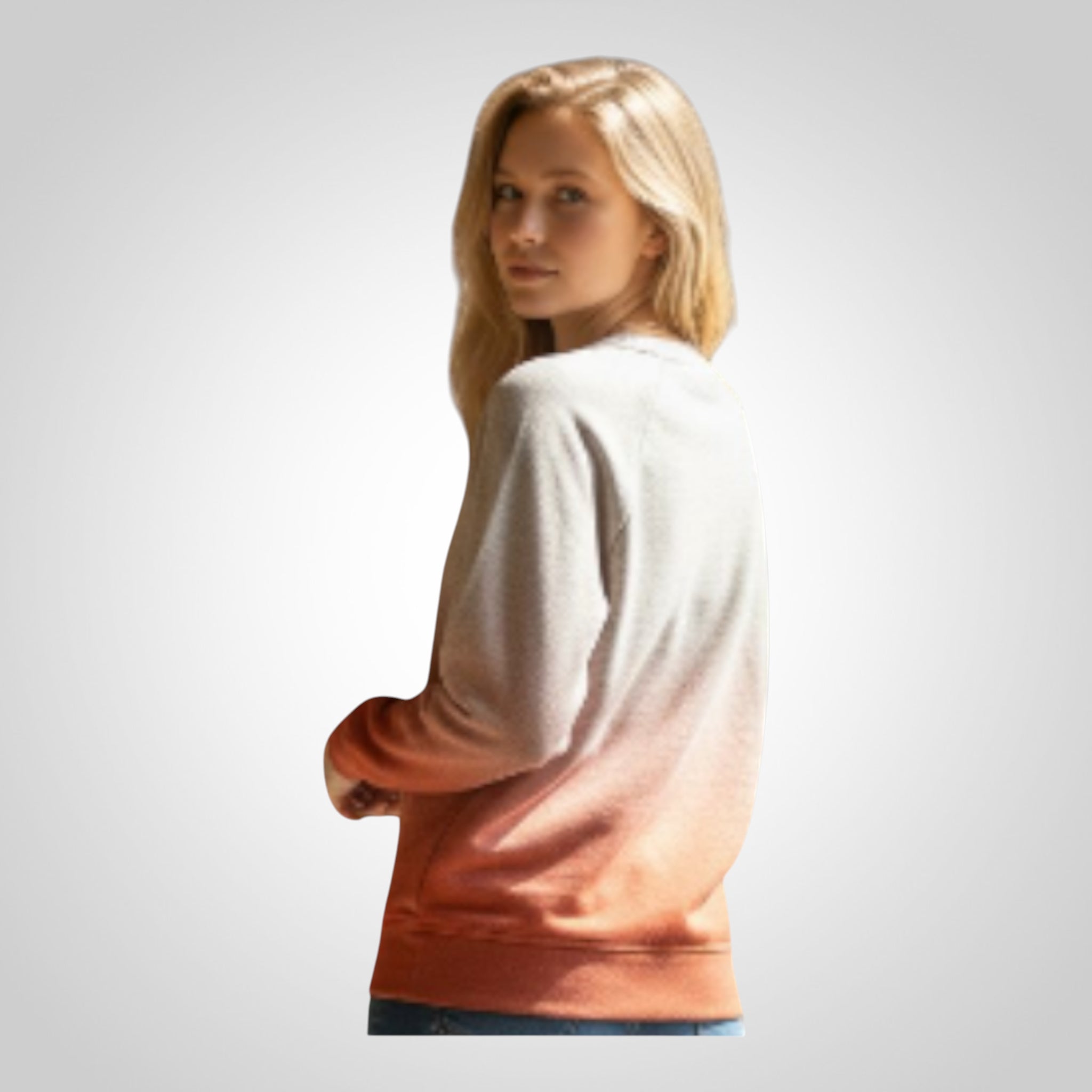 Pull femme Decathlon dégradé gris et corail confortable taille L