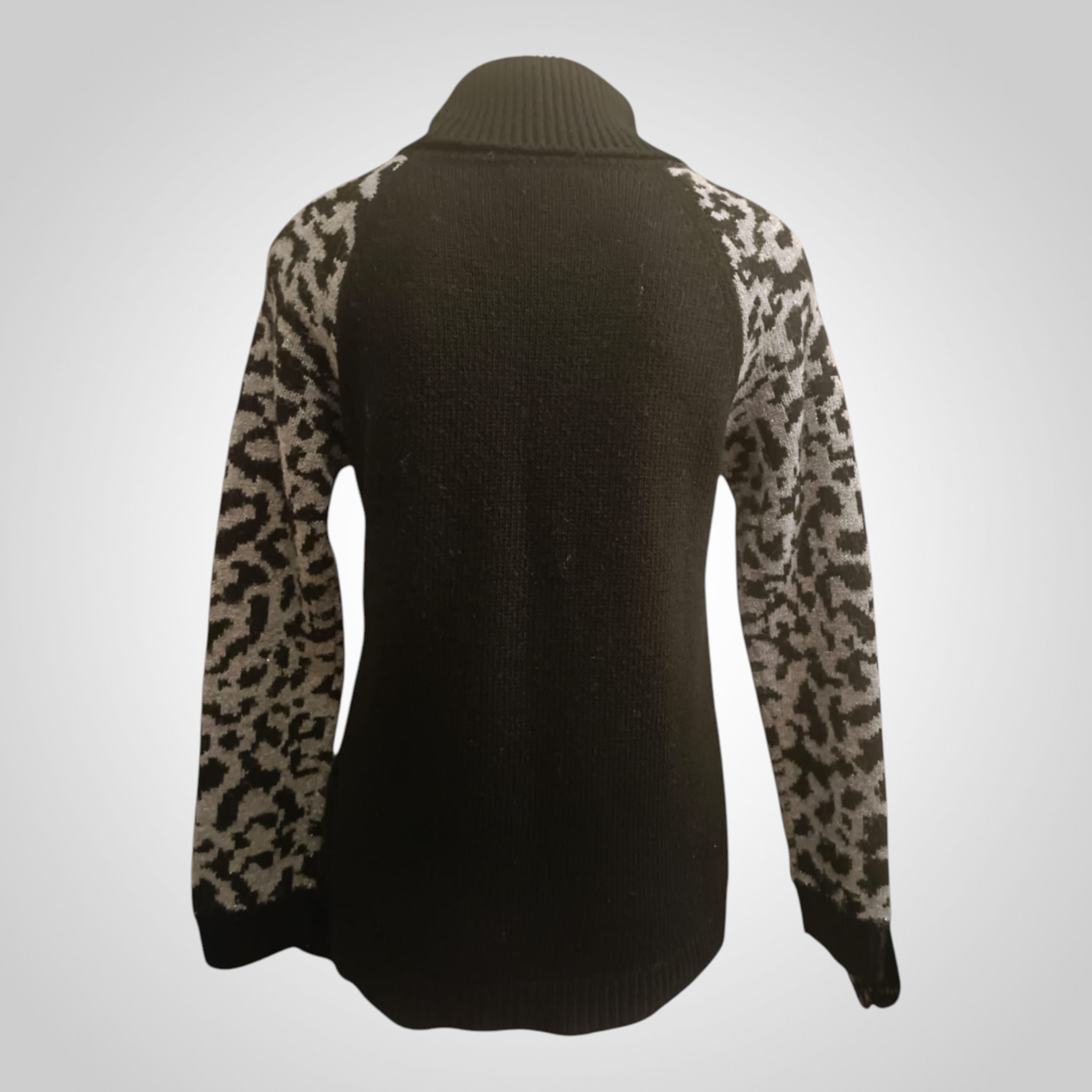 Pull Camaïeu Taille L Col Roulé Léopard Noir Argenté