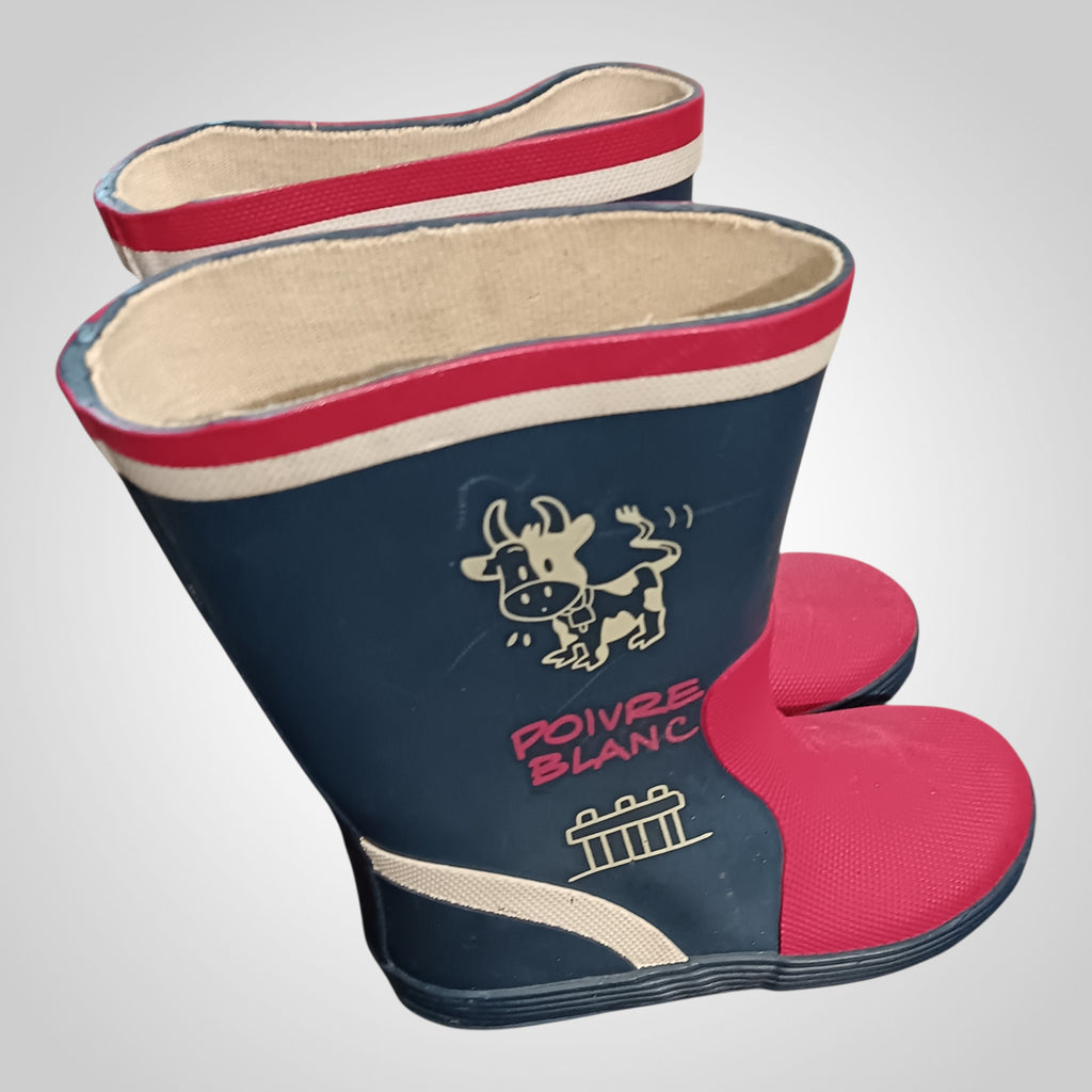 Bottes de pluie Poivre Blanc pointure 24 rouge bleu caoutchouc mixte