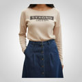 Pull Kiabi Taille XS Beige “Strong Like a Girl” Casual