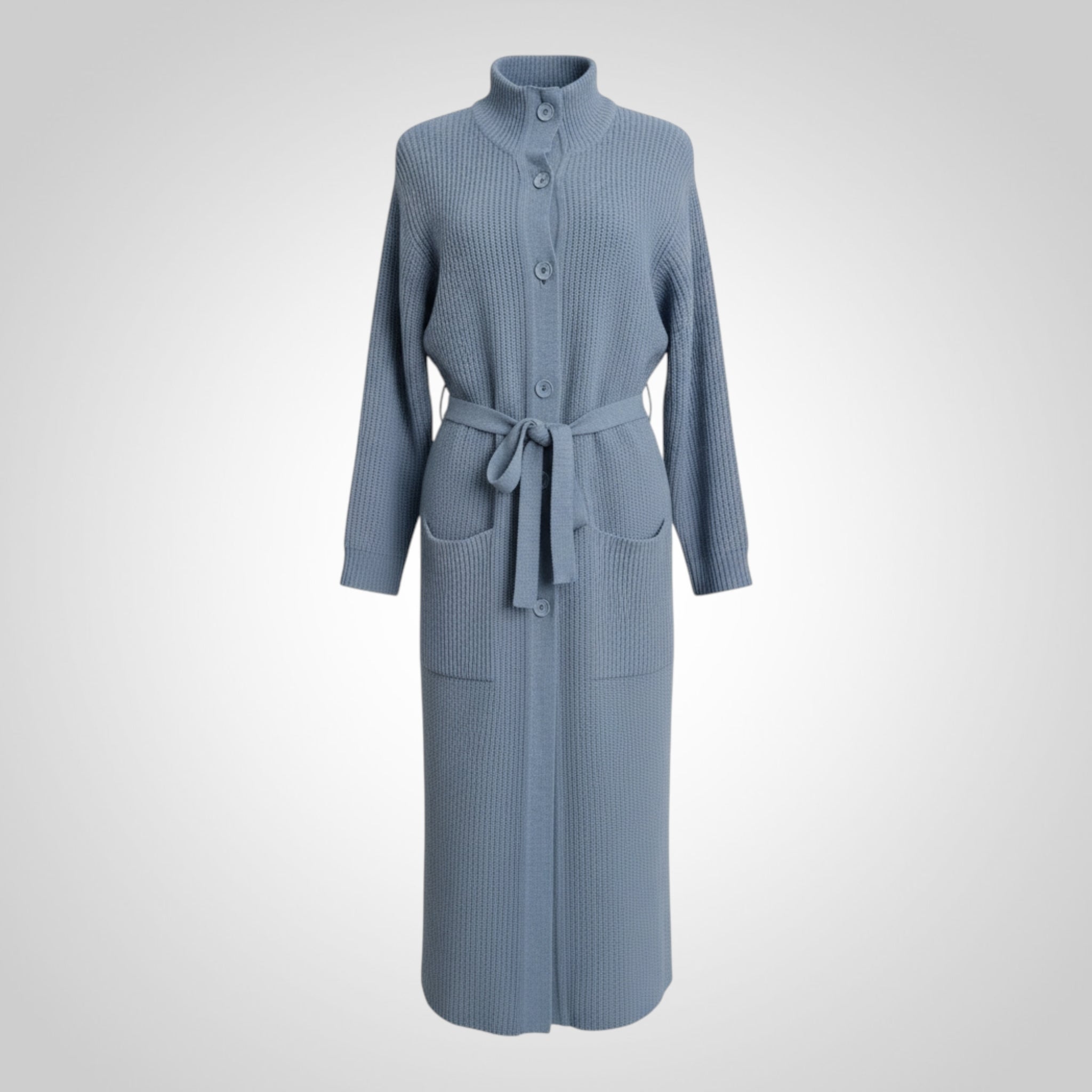 Gilet Long Bleu Clair Taille Non Indiquée Alpaga Femme Oversize
