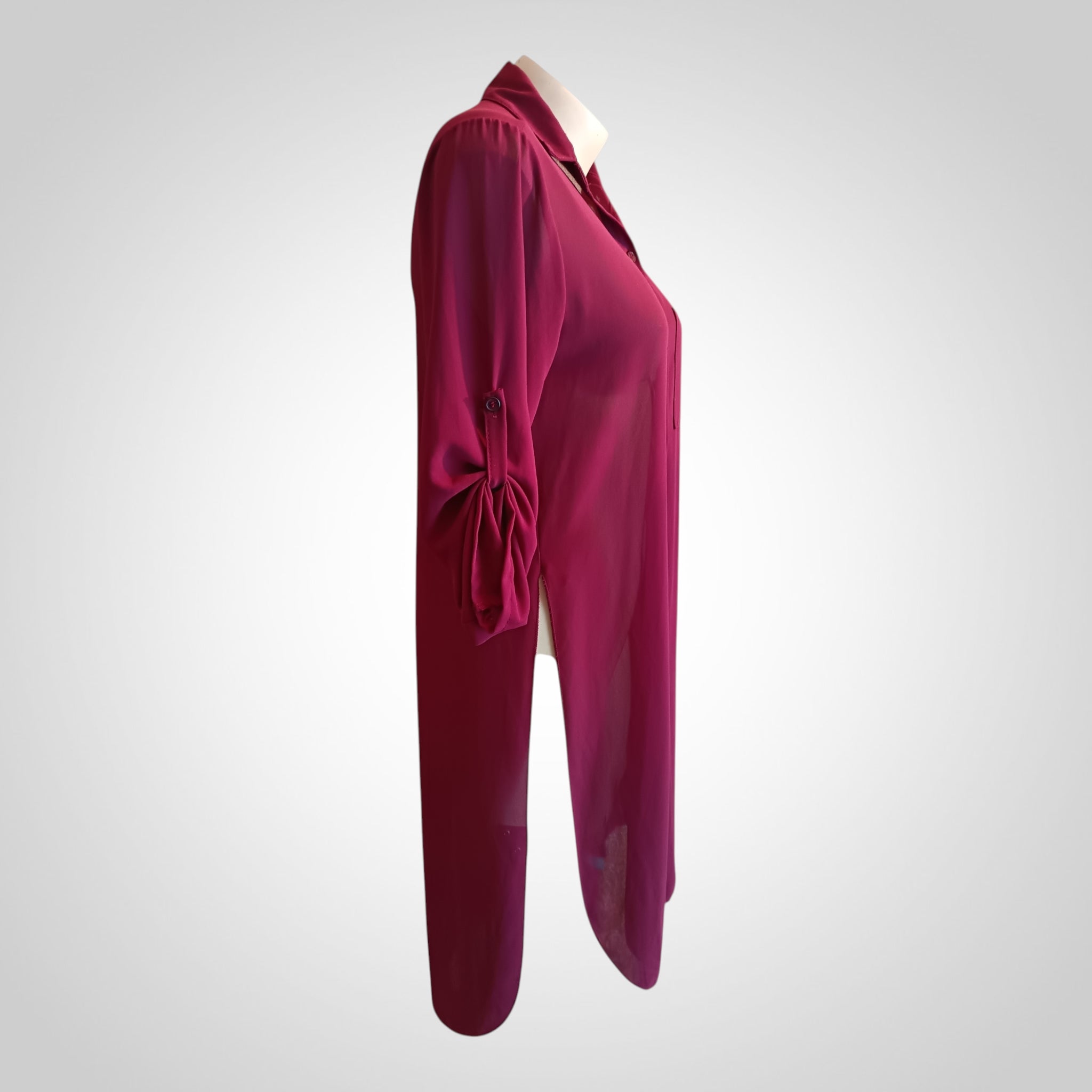 Tunique Chemise Taille Unique Bordeaux Fluide Chic