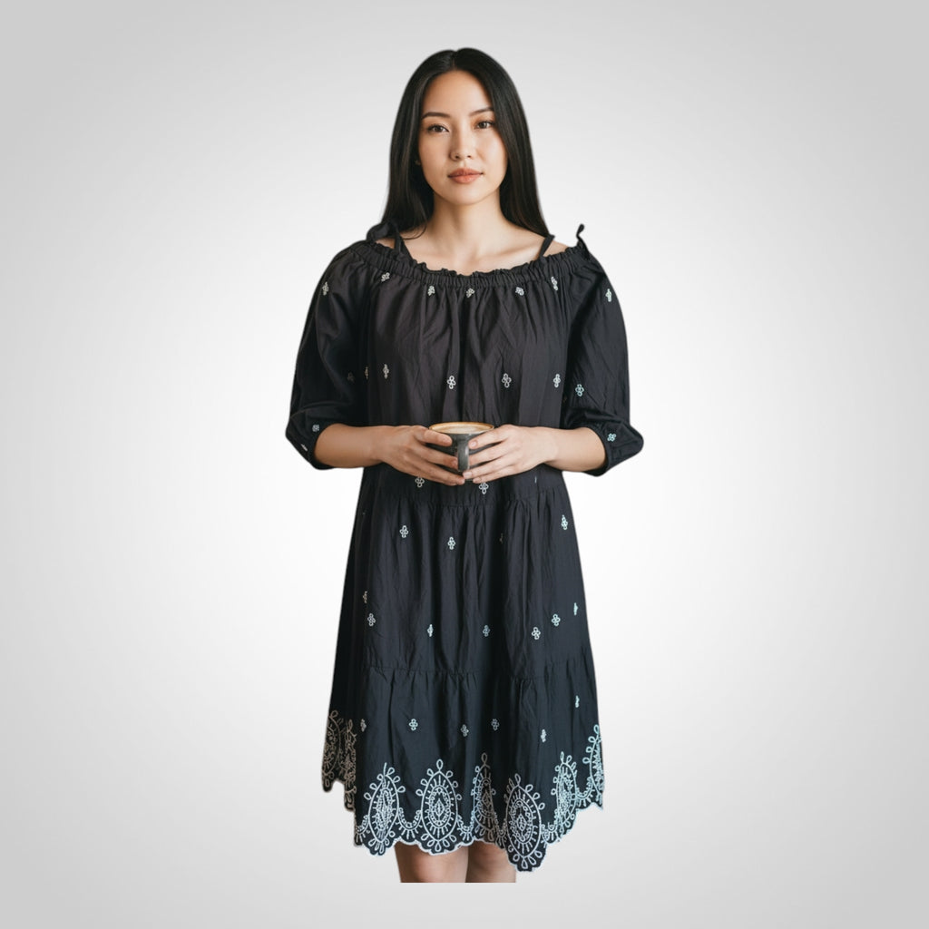 Robe femme H&M blanche broderie anglaise coton taille L