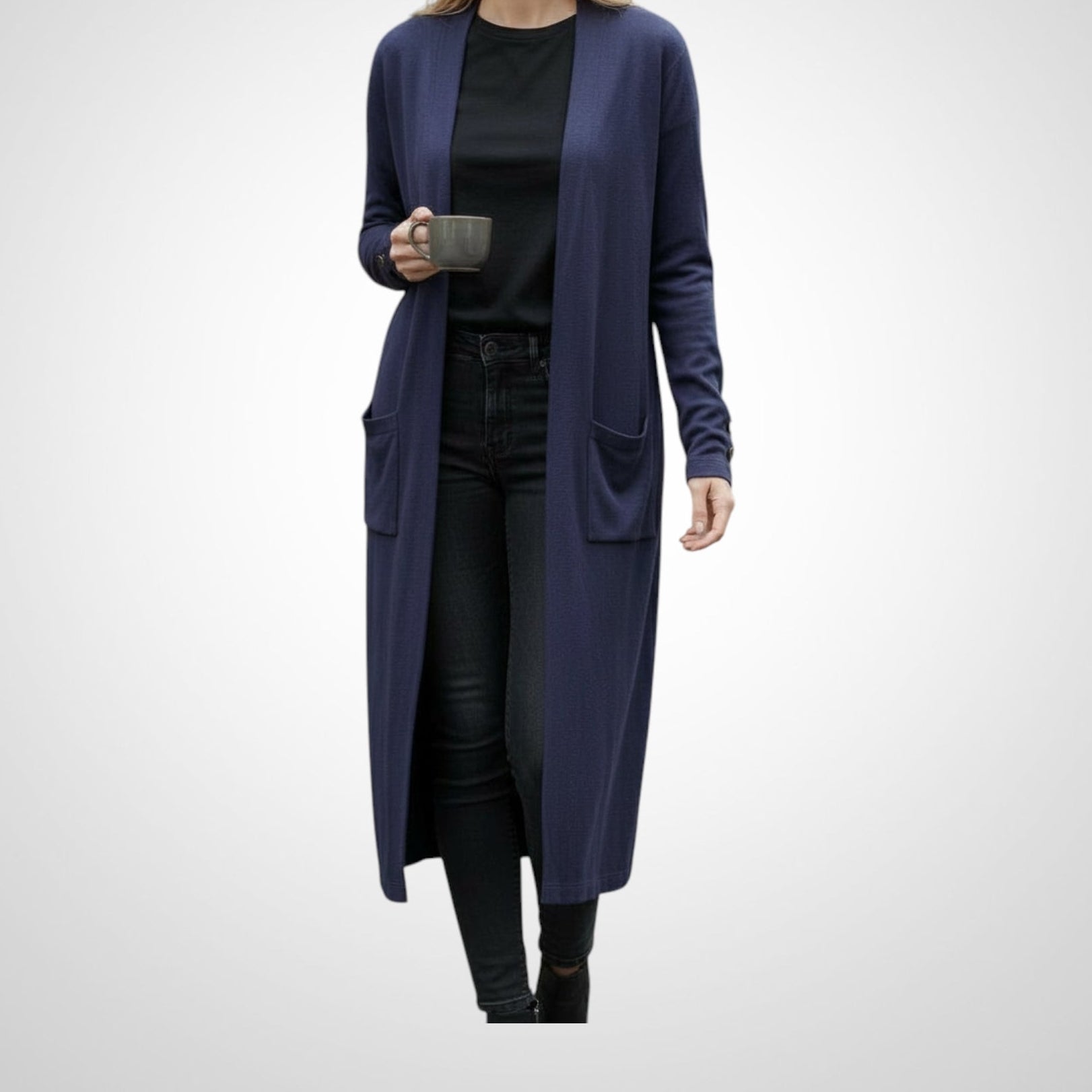 Gilet Long Camaïeu Taille Non Indiquée Bleu Marine