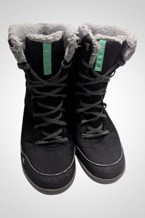 Bottes de neige Quechua waterproof noir gris pointure 42 30cm lacets fourrées