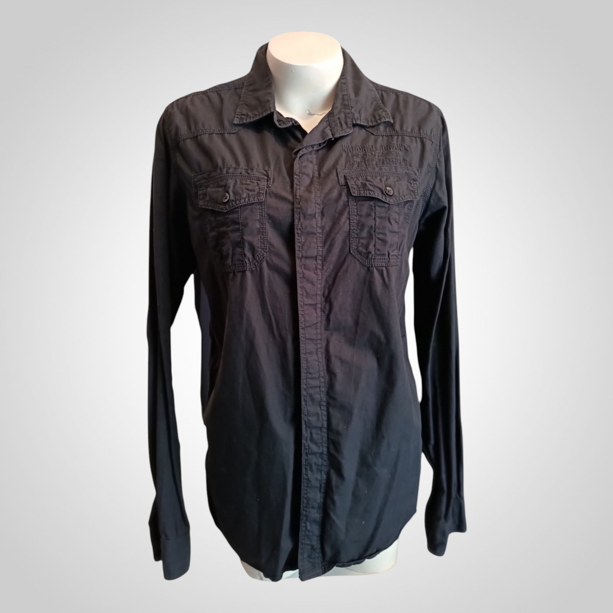 Chemise Kaporal Homme Taille L/XL Noire 100% Coton Manches Longues