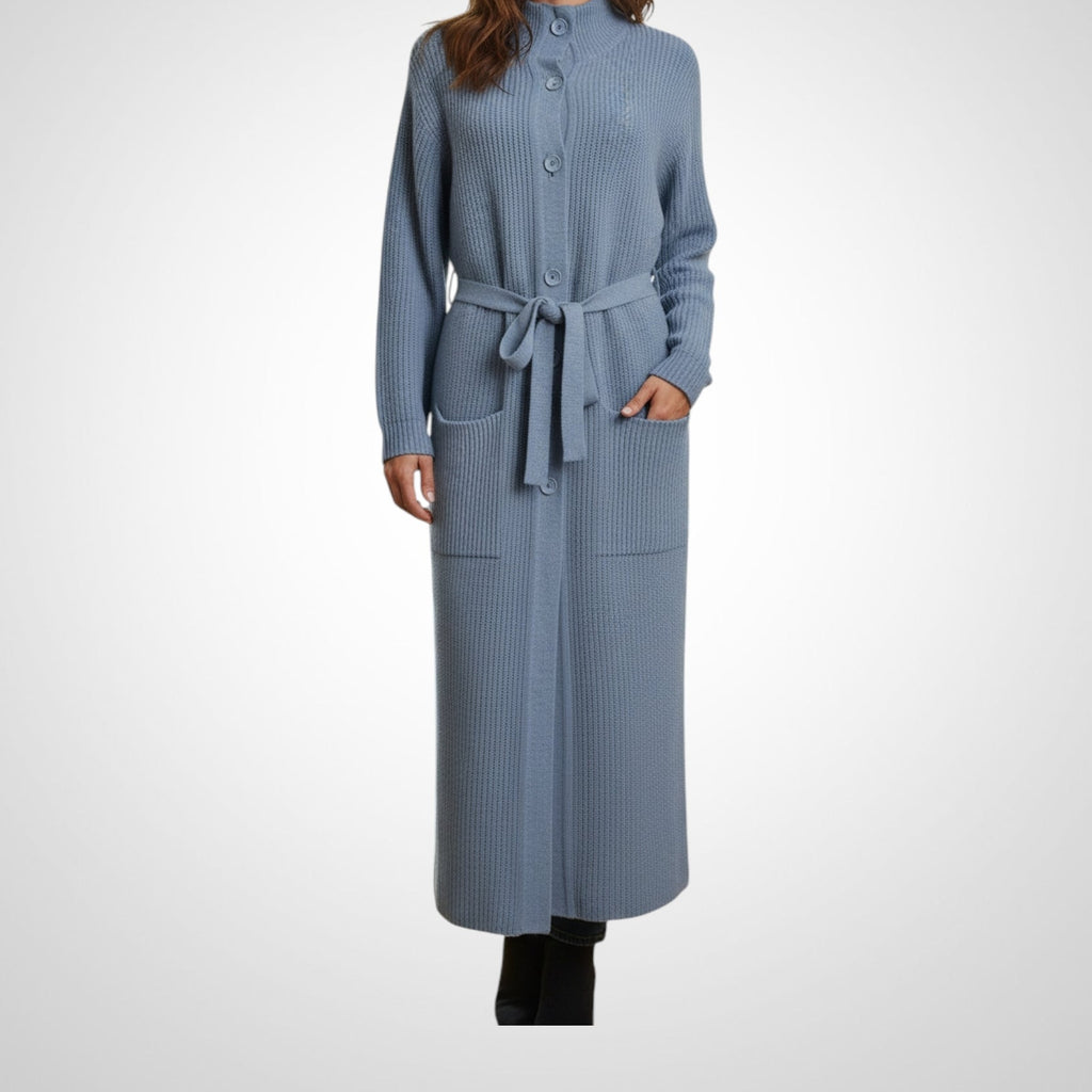 Gilet Long Bleu Clair Taille Non Indiquée Alpaga Femme Oversize