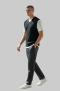 Gilet homme Zara sans manches col V noir en coton taille L