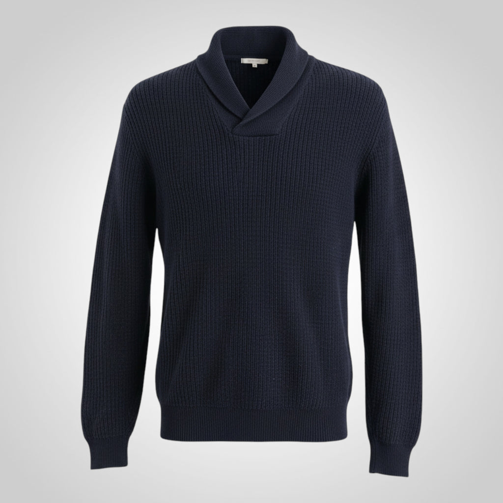 Pull Fin Col Châle Zara Man Taille M Bleu Marine