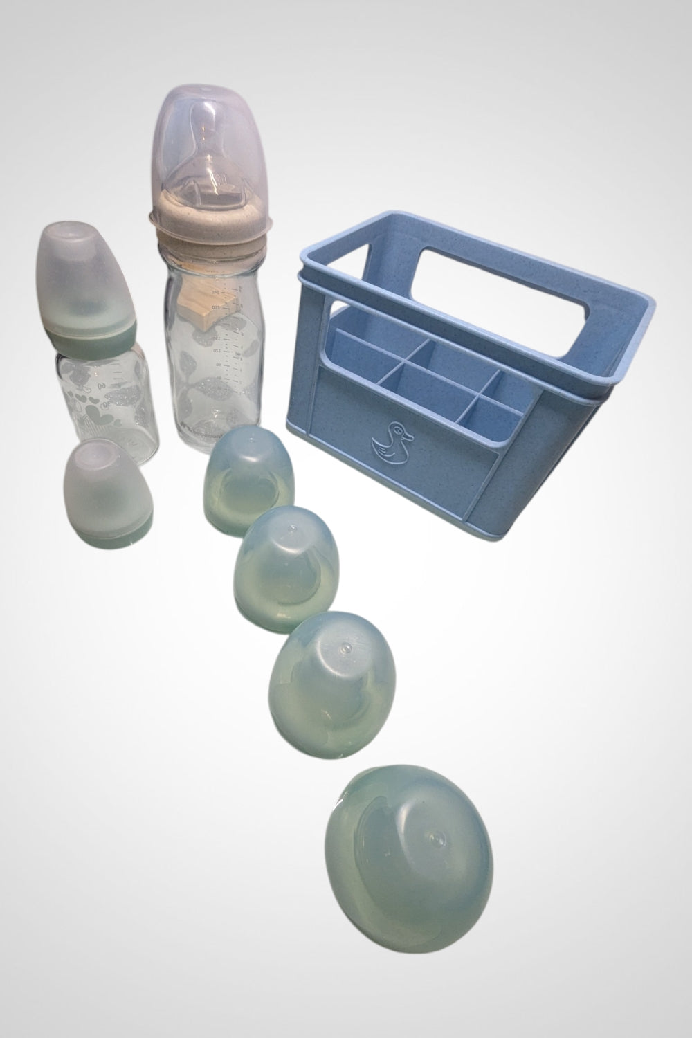 Lot bébé biberons verre Bébé Confort et Pommette complet avec égouttoir