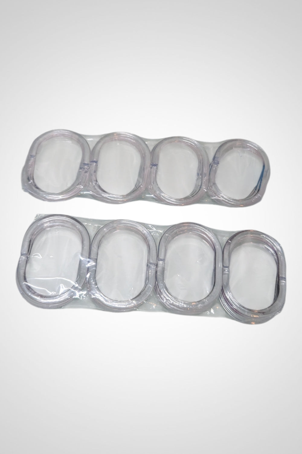 Lot de 24 anneaux de douche plastique transparents neufs sous blister